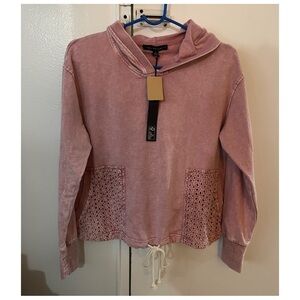 Jane and Delancey Pink hoodie with lace detailing Size Small